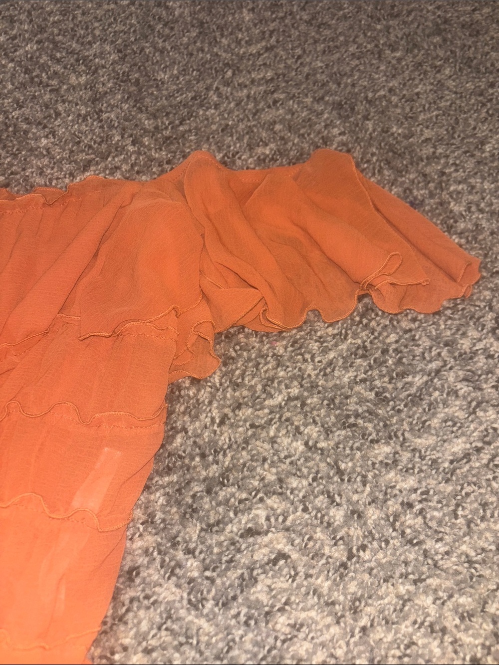 Orange Ruffled Off-Shoulder Bodysuit - Picture 4 of 4